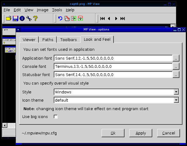 Linux version, option dialog